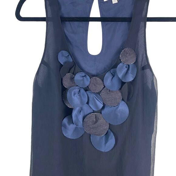 Y2K 7 For All Mankind Silk Top – Navy Petal Detail 90s Minimal – Size S - Picture 2 of 7